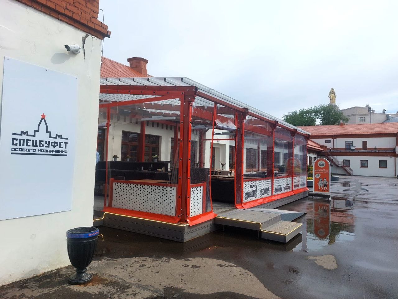 ПВХ шторы для летней террасы кафе в посёлке Яковлево